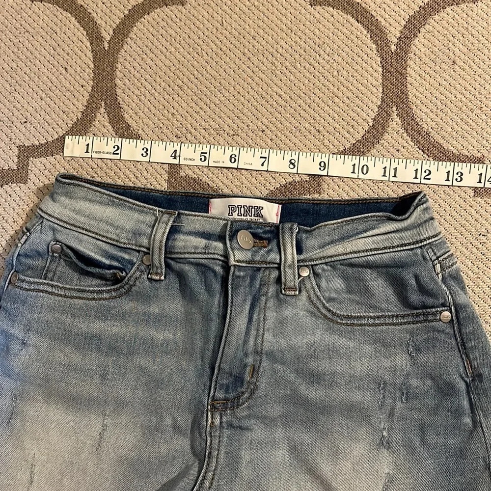 PINK denim distressed cut off shorts, 2” inseam - Picture 8 of 11